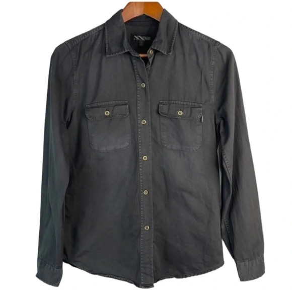 VANS Cotton Twill Utility Shirt Black Fade Long Sleeve Button Down Baddie Size S - Picture 2 of 12